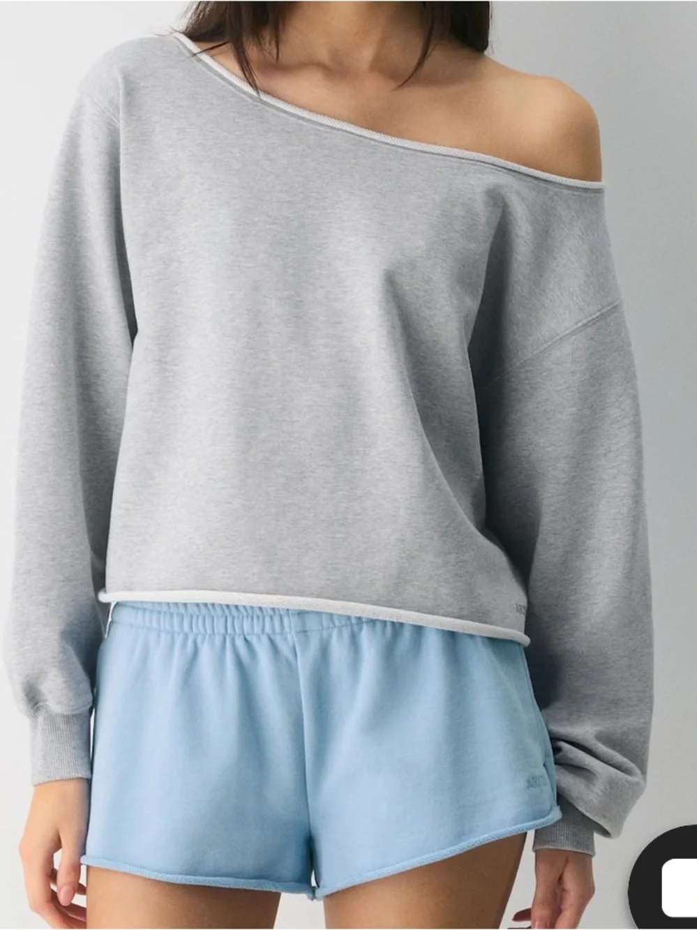 ARITZIA Perfect Off Shoulder Sweatfleece S NWT grey Heather Sweatshirt OTR0048 - Picture 2 of 6